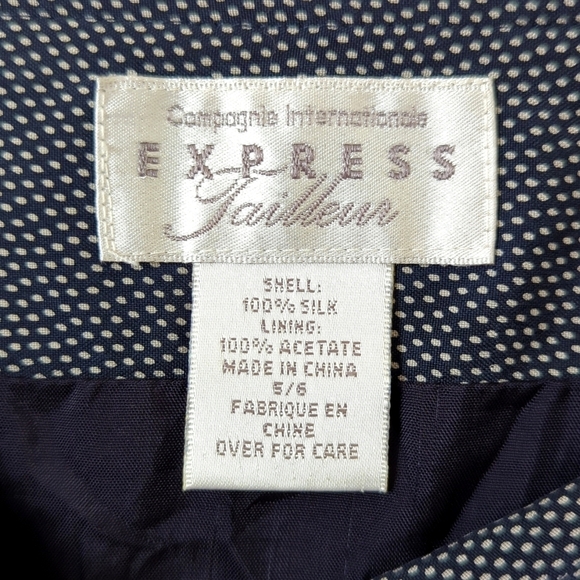 Express 90's Vintage Micro Polka Dot Silk High Waisted Mini Wrap Skirt Black 5/6 - Picture 5 of 10